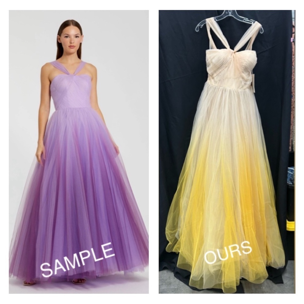 Mac Duggal 20553 Nwt Cross Front Strap Ombre Tulle Gown